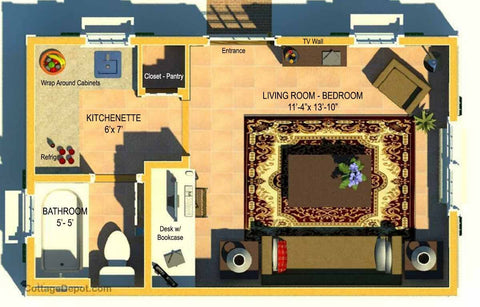 GC240CO-BPS 240 sf Colonial Guest Cottage - Building Plan Set