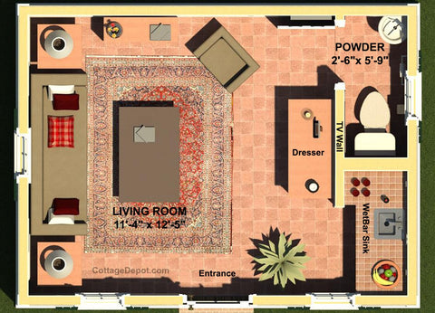 GR192CO-BPS 192 sf Colonial Guest Room - Building Plan Set