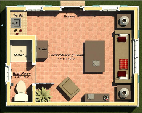 GR192CC-KIT 192 sf Cape Cod Guest Room - Building Plan Kit